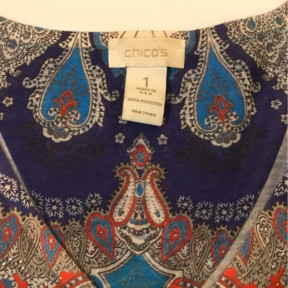 Chicos Blouse Blue Size 1 - Picture 9 of 10